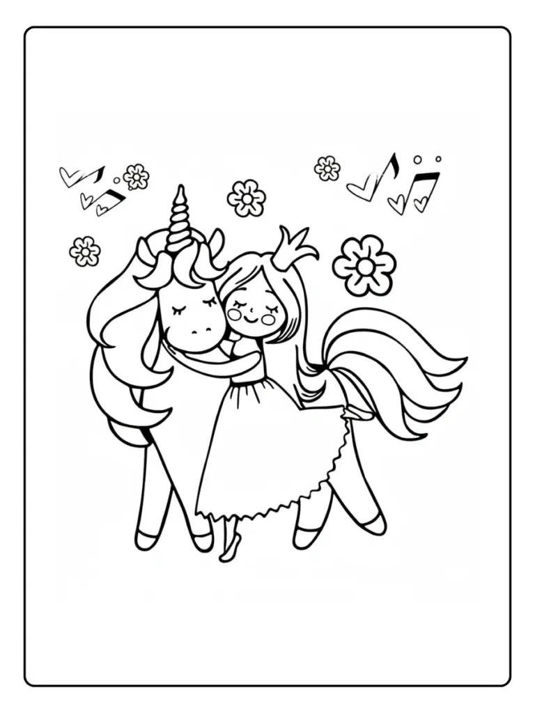 Coloriage Licorne Et Princesse