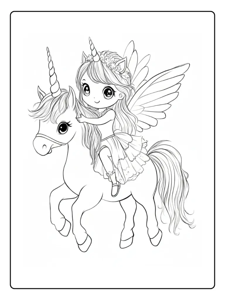 Coloriage Licorne Et Princesse