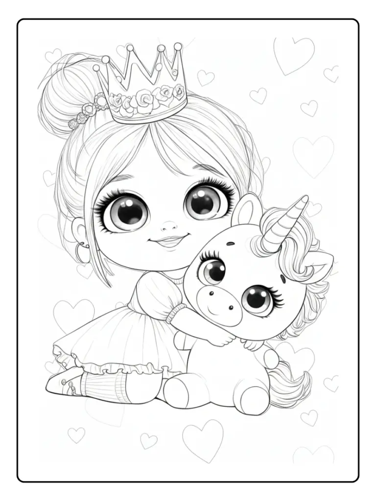 Coloriage Licorne Et Princesse