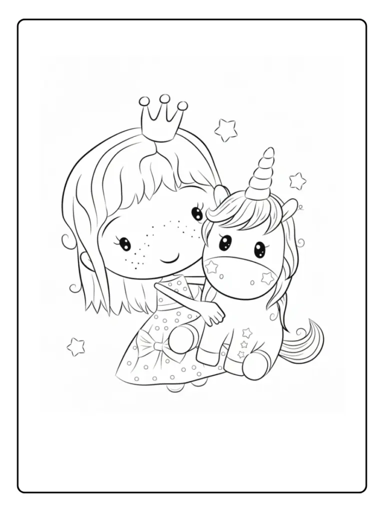 Coloriage Licorne Et Princesse