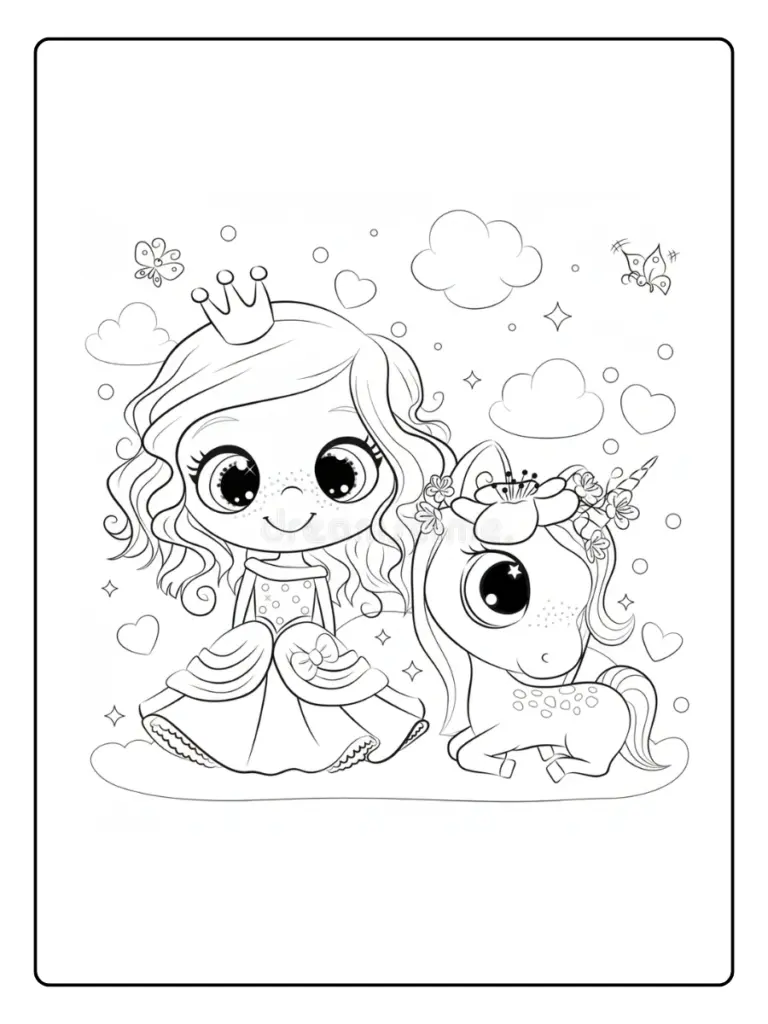 Coloriage Licorne Et Princesse