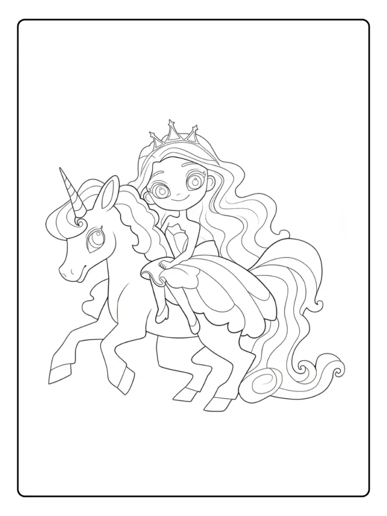 Coloriage Licorne Et Princesse