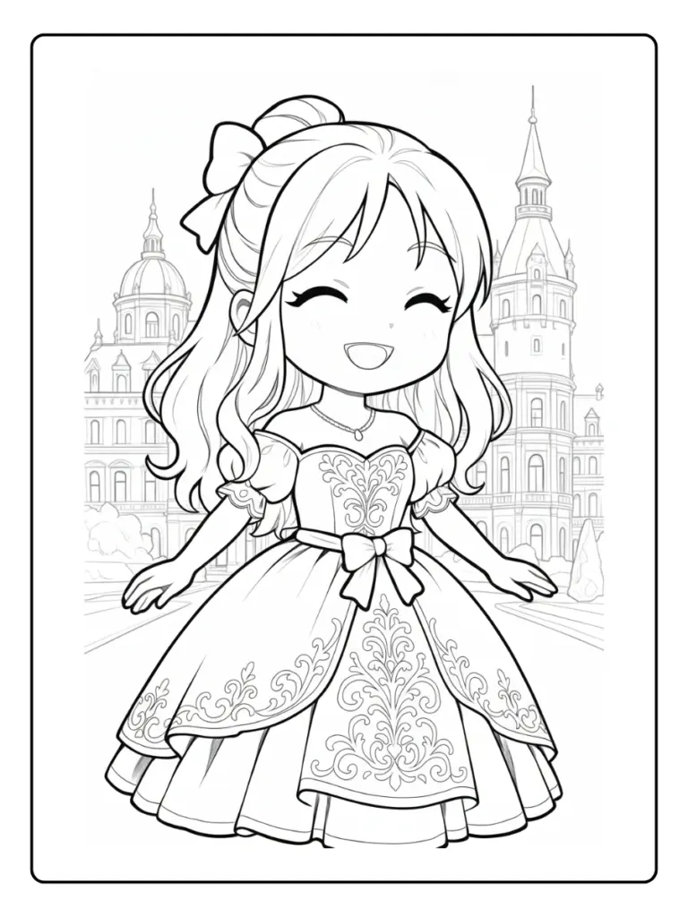 Coloriage Princesse Kawaii