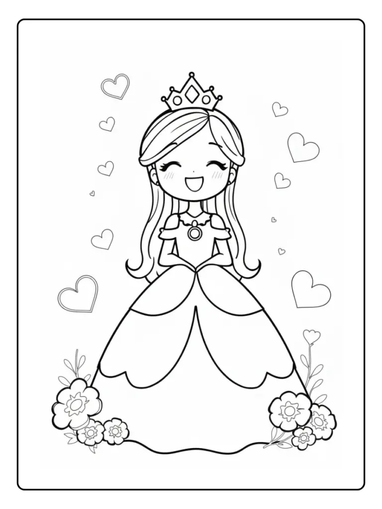 Coloriage Princesse Kawaii
