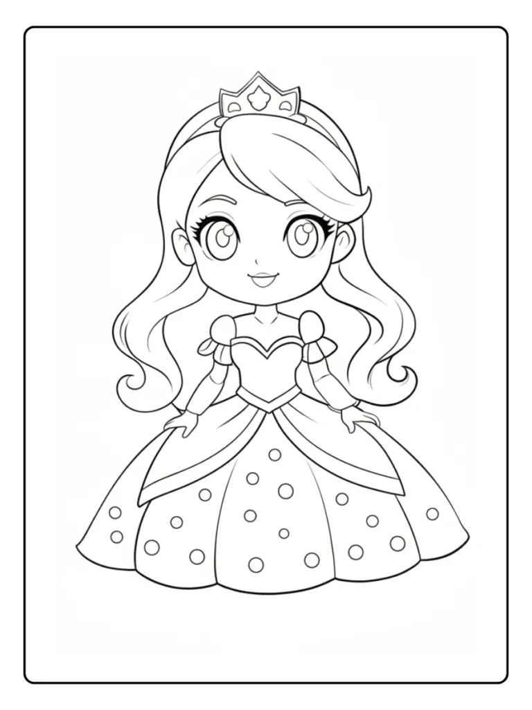 Coloriage Princesse Kawaii