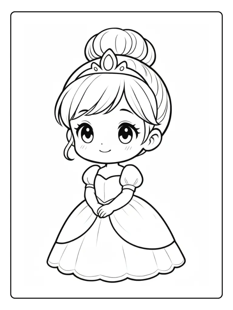 Coloriage Princesse Kawaii