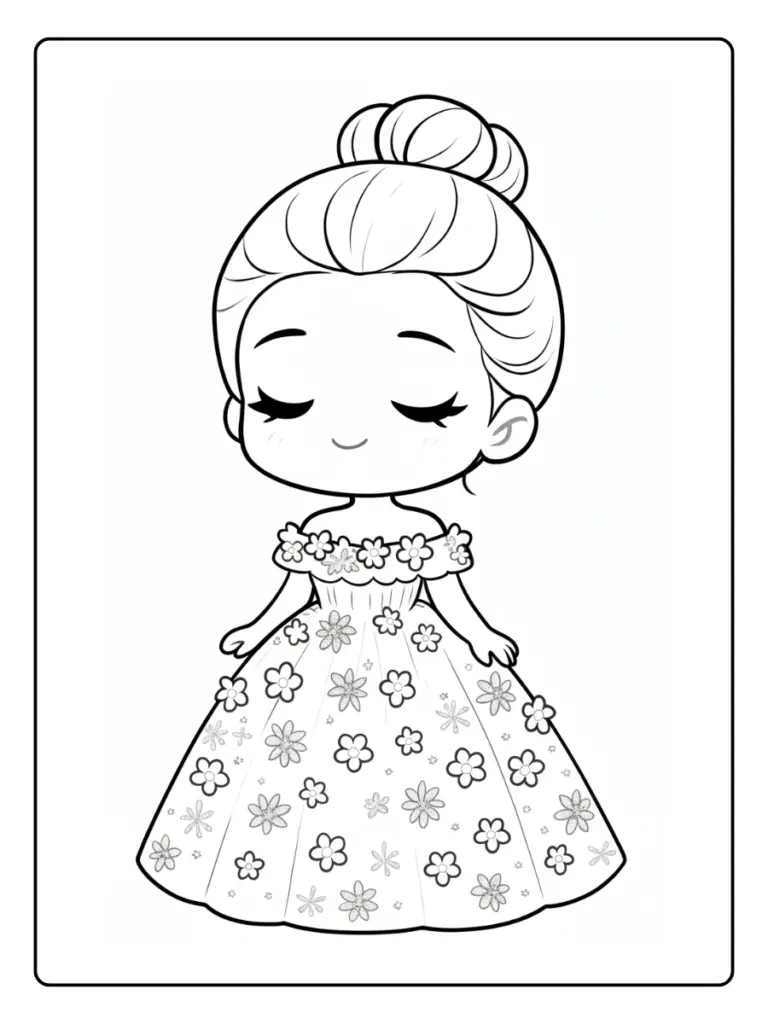 Coloriage Princesse Kawaii