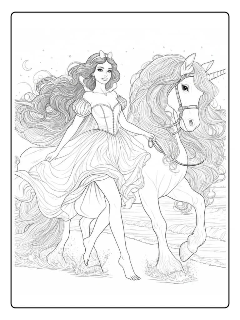 Coloriage Barbie Licorne