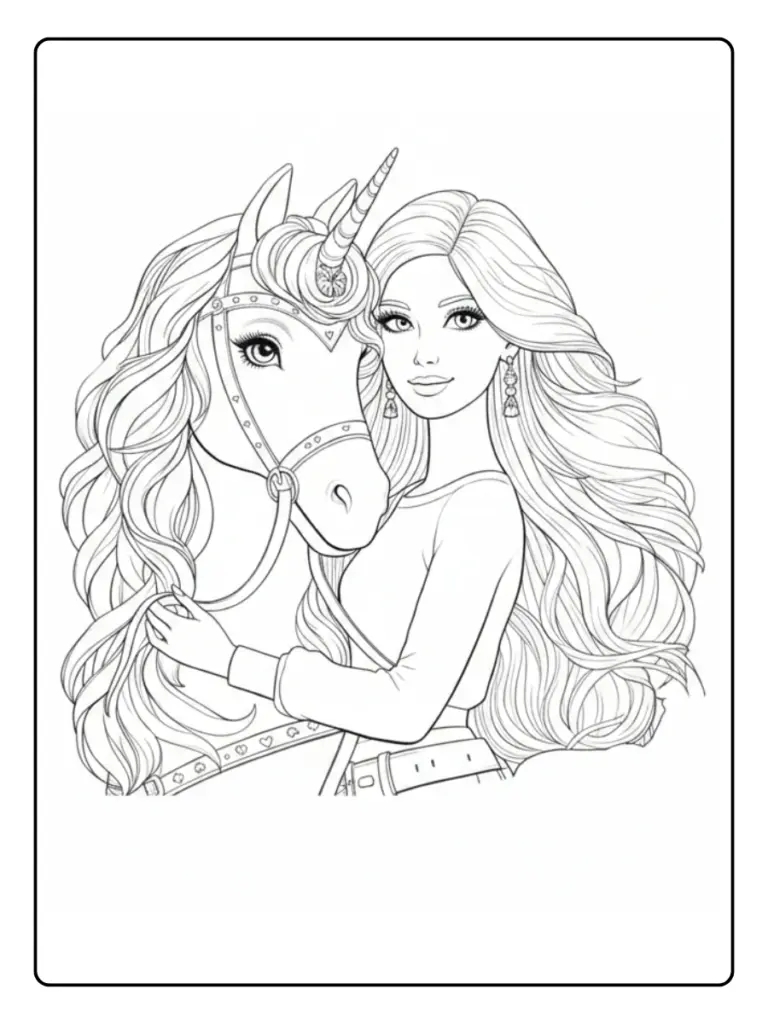Coloriage Barbie Licorne (Dessins Gratuits à Imprimer)