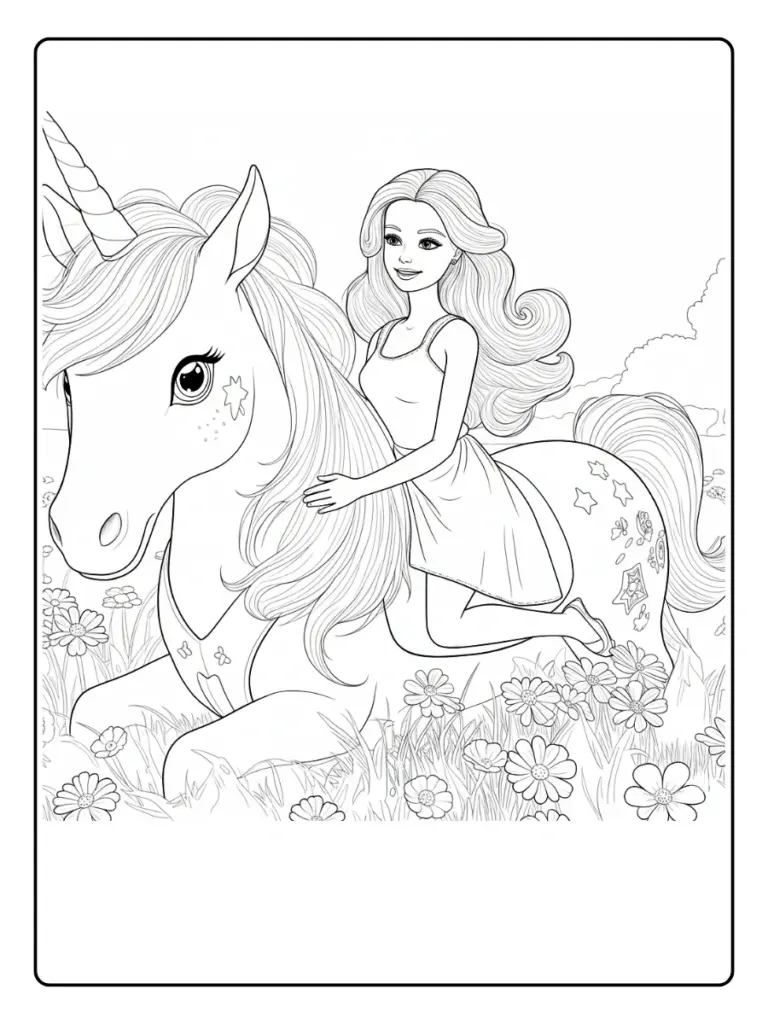 Coloriage Barbie Licorne