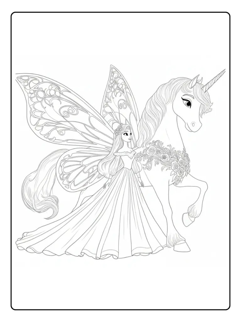 Coloriage Barbie Licorne