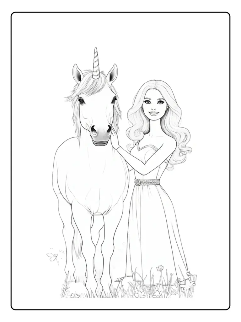 Coloriage Barbie Licorne
