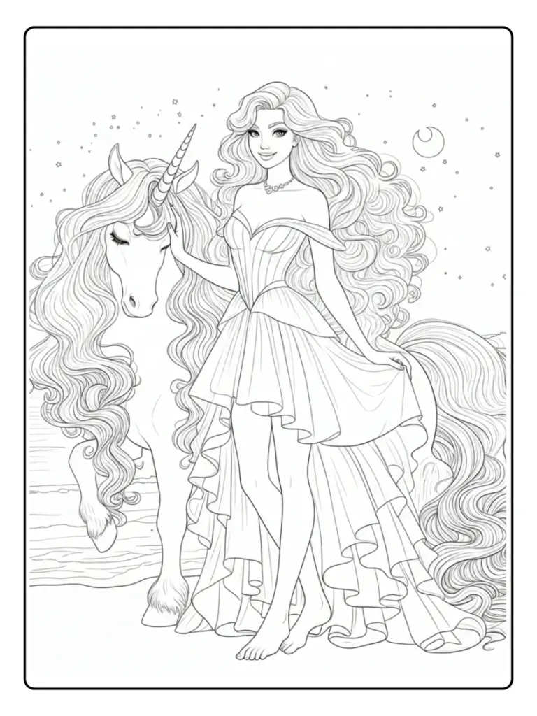 Coloriage Barbie Licorne
