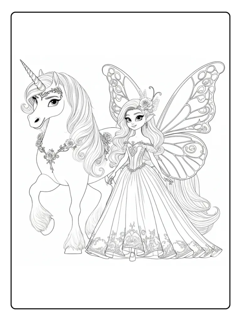 Coloriage Barbie Licorne