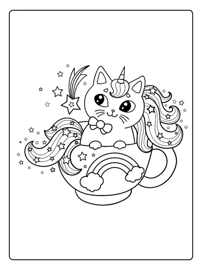 Coloriage Chat Licorne