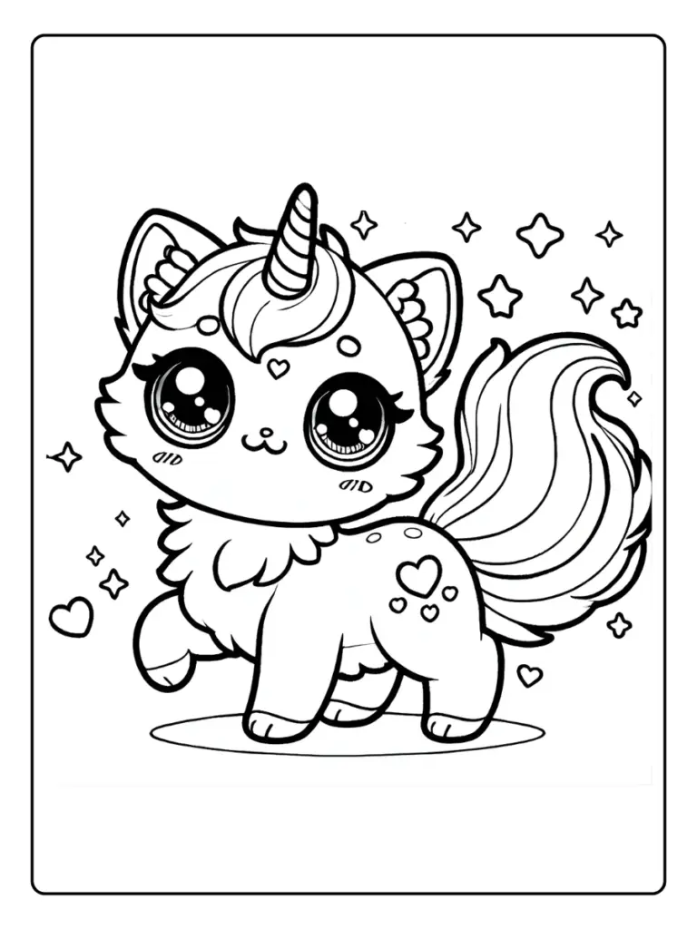 Coloriage Chat Licorne