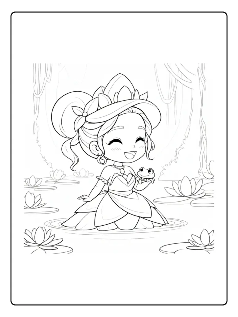 Coloriage La Princesse Et La Grenouille