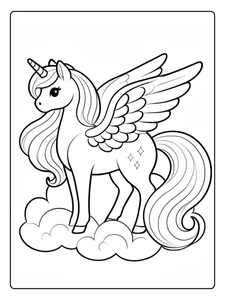 Coloriage Licorne Pegase