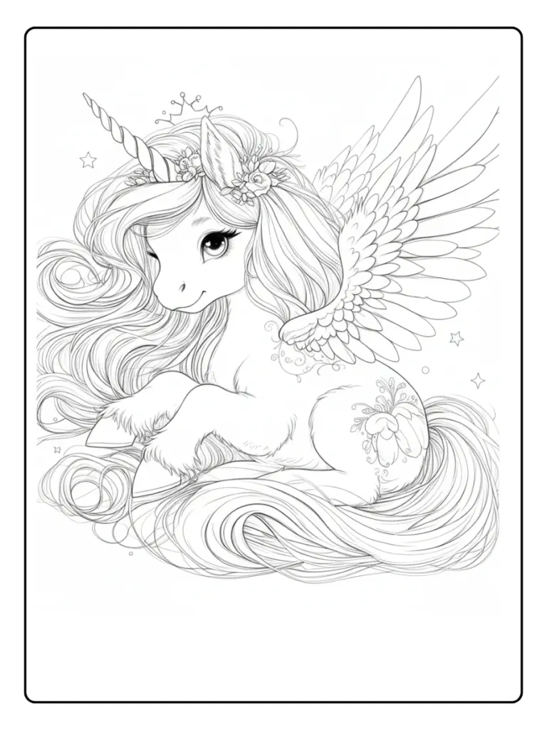 Coloriage Licorne Pegase