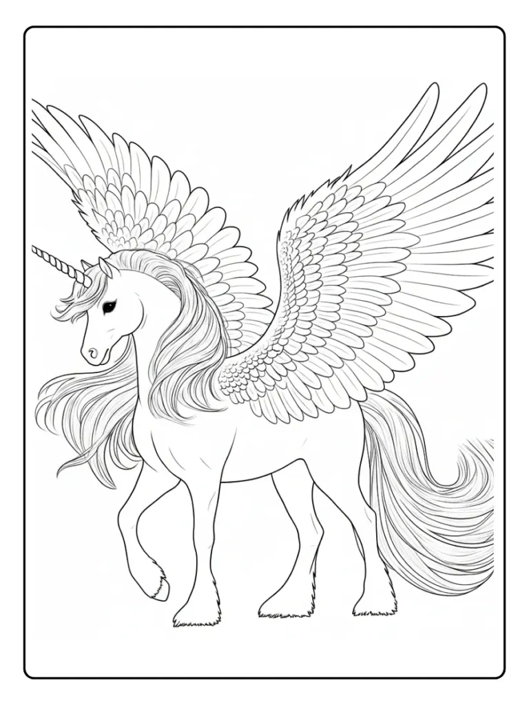 Coloriage Licorne Pegase