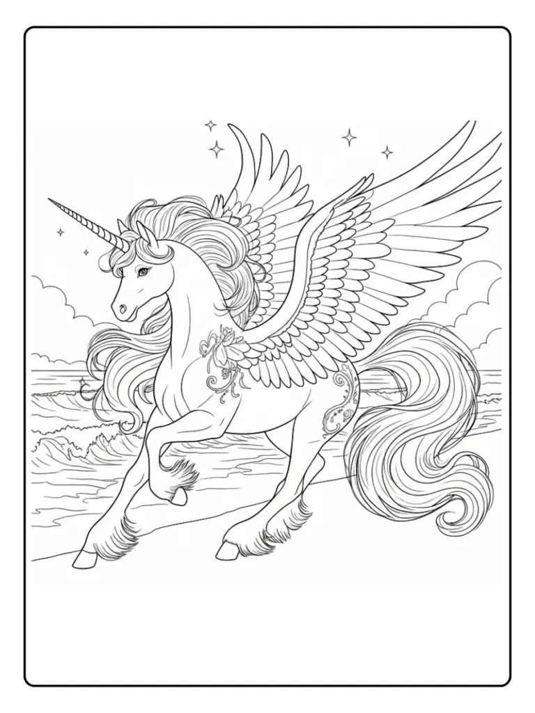 Coloriage Licorne Pegase