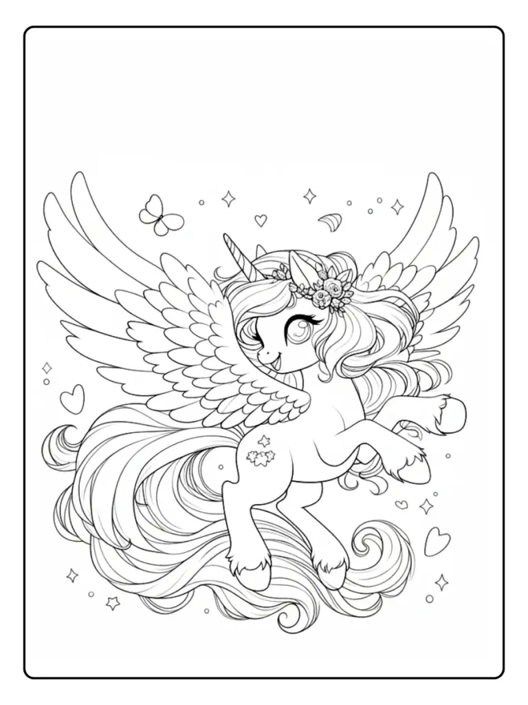 Coloriage Licorne Pegase