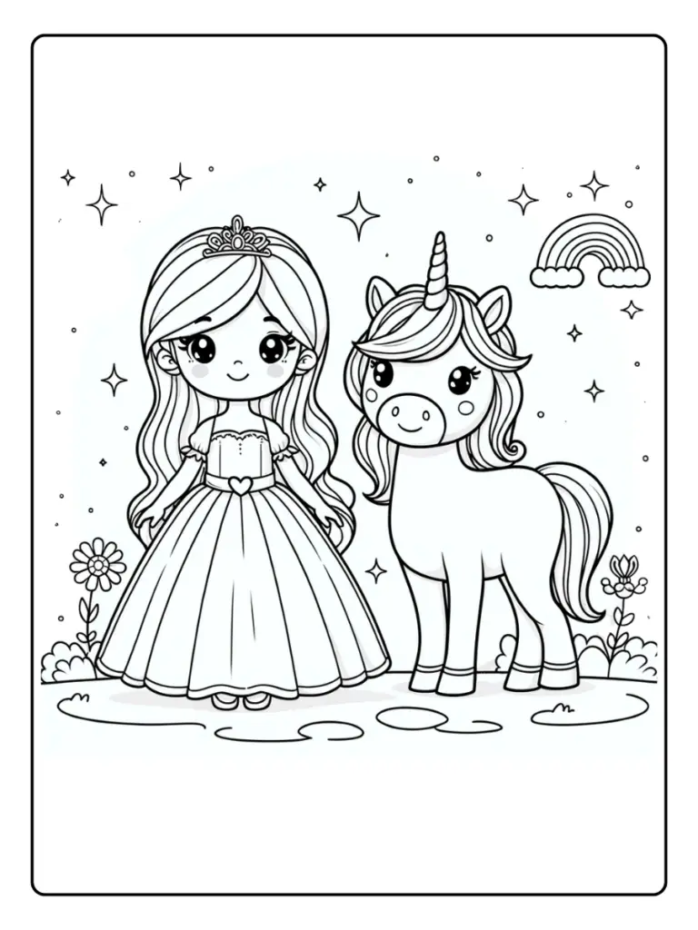 Coloriage Licorne Princesse