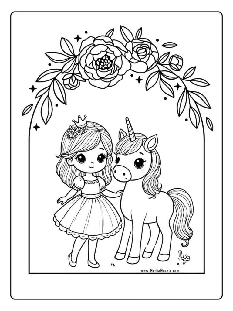 Coloriage Licorne Princesse