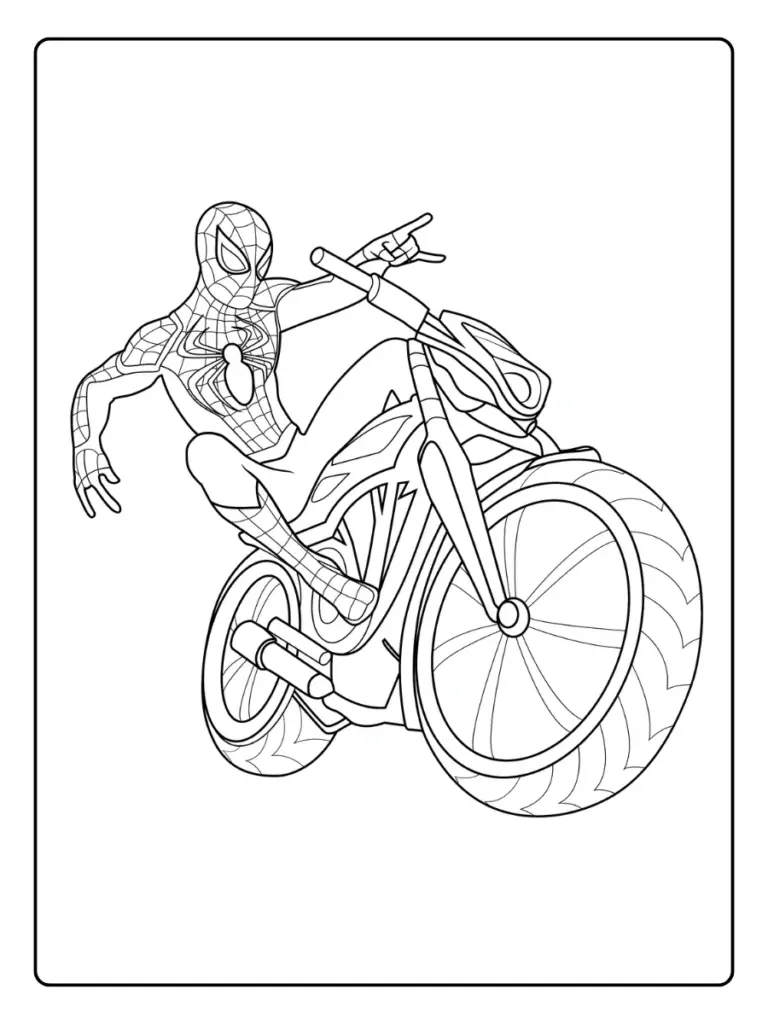 Coloriage Spiderman Moto