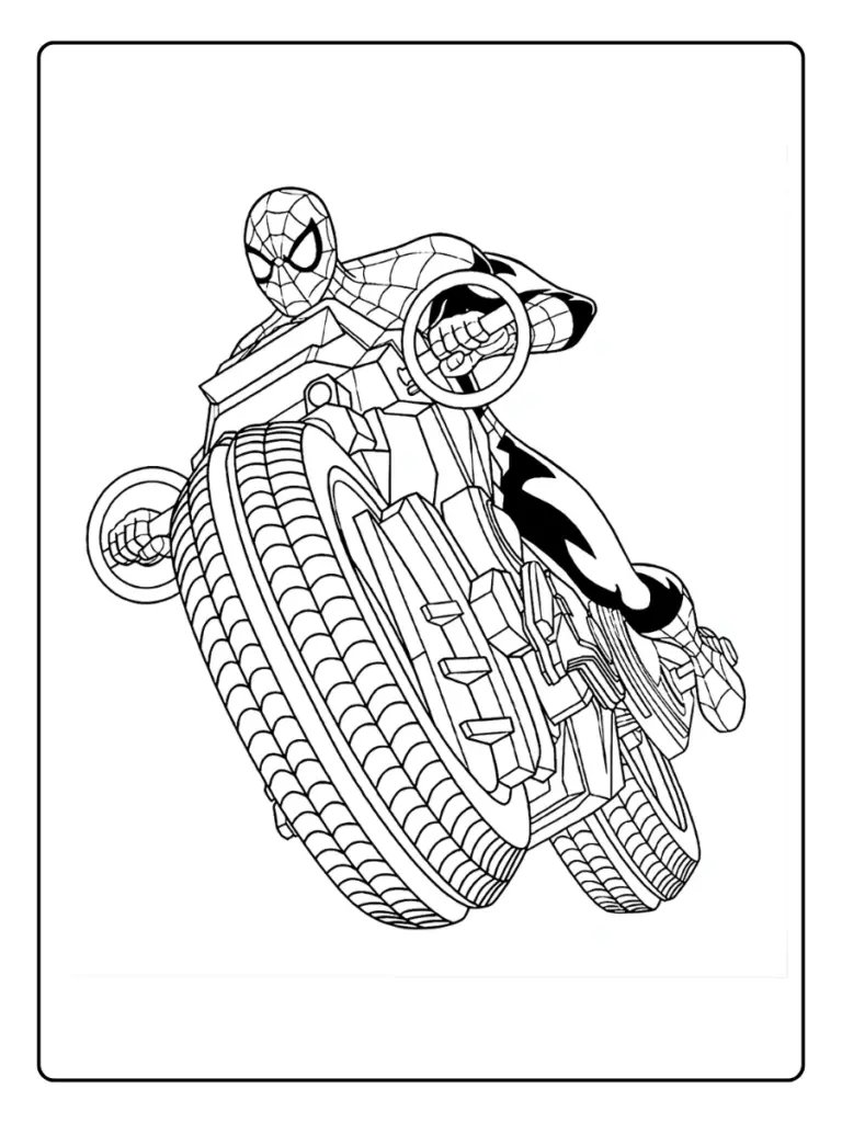 Coloriage Spiderman Moto