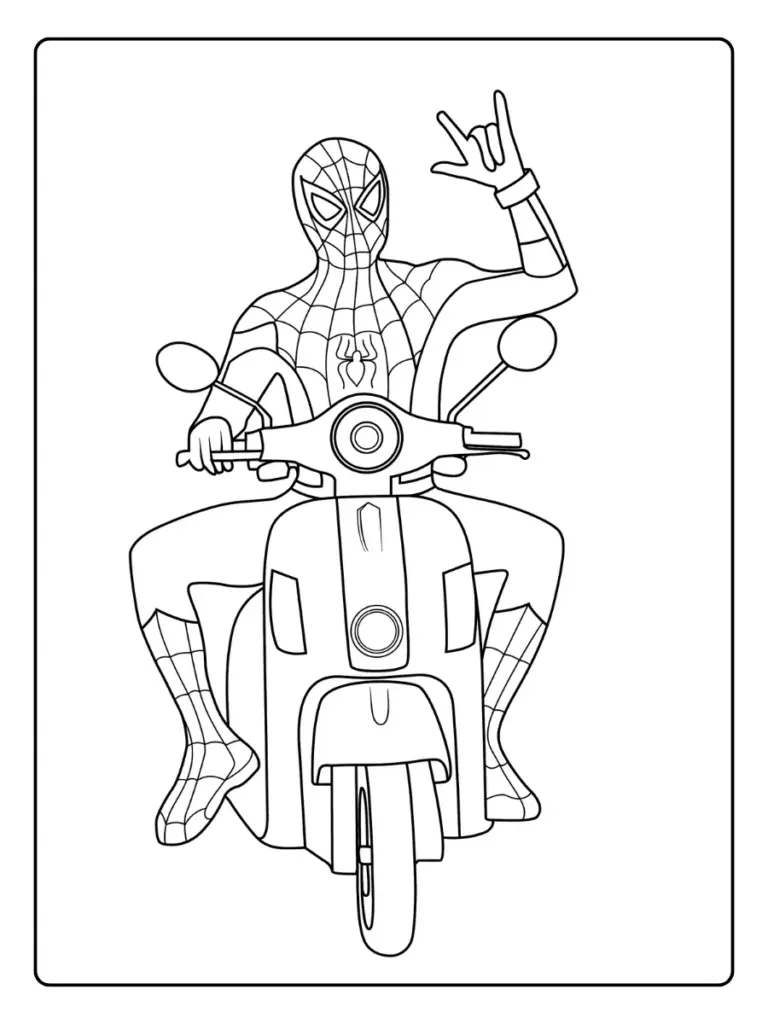 Coloriage Spiderman Moto