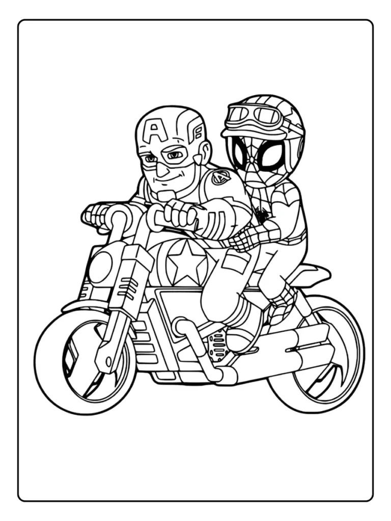 Coloriage Spiderman Moto
