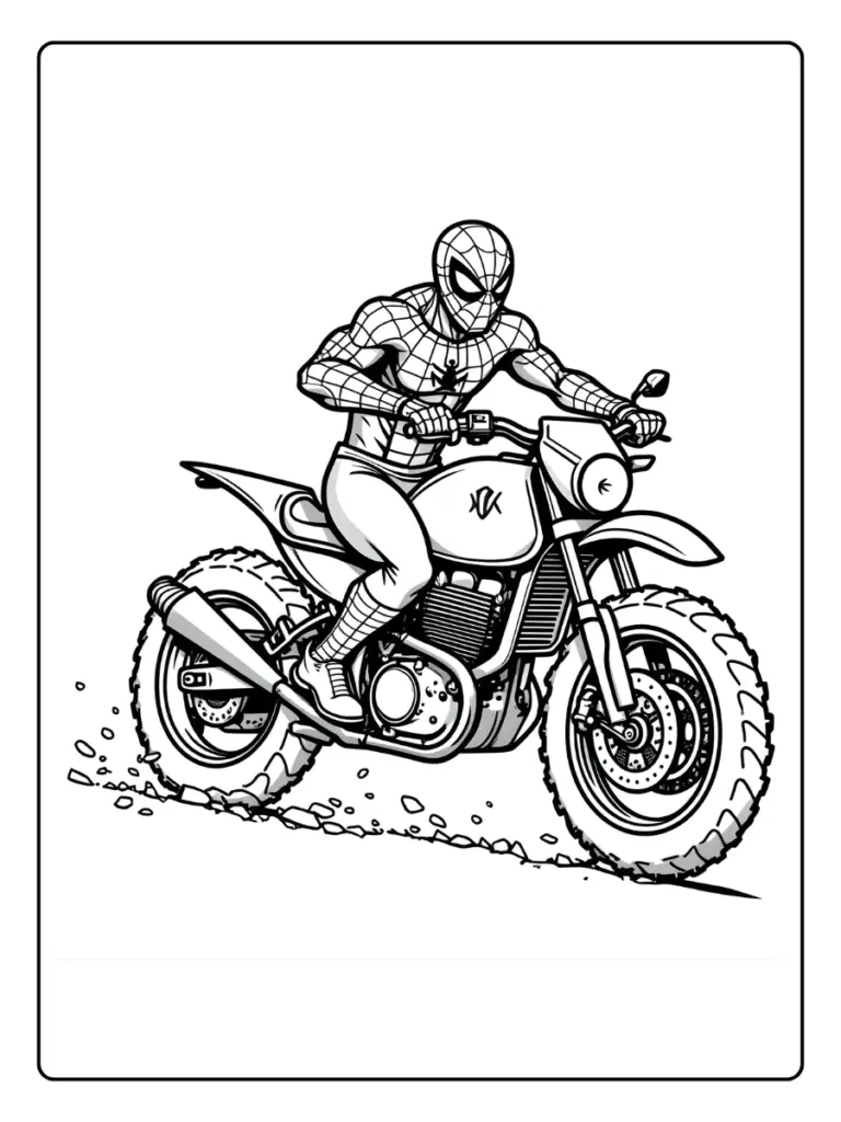 Coloriage Spiderman Moto