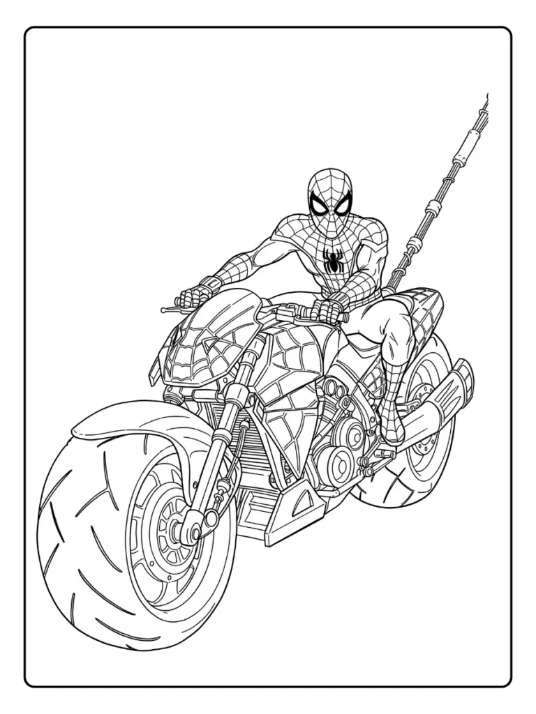 Coloriage Spiderman Moto