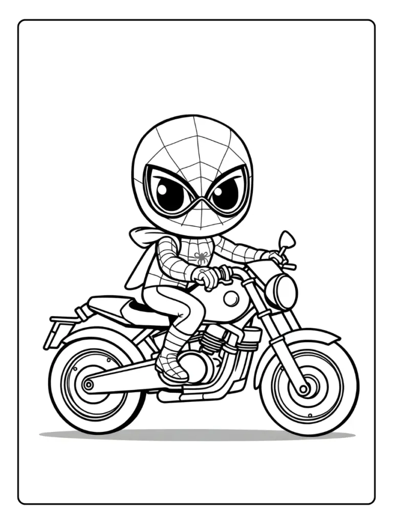 Coloriage Spiderman Moto