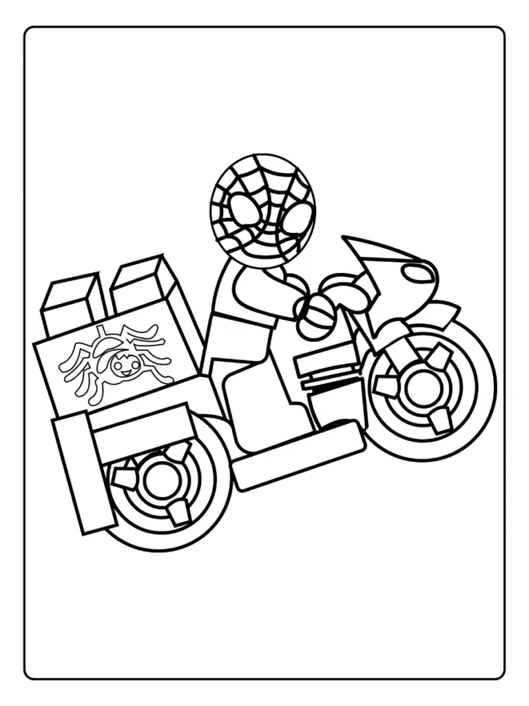 Coloriage Spiderman Moto