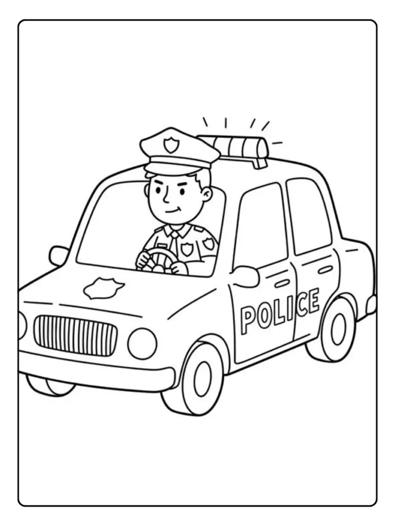 Coloriage Voiture De Police Facile