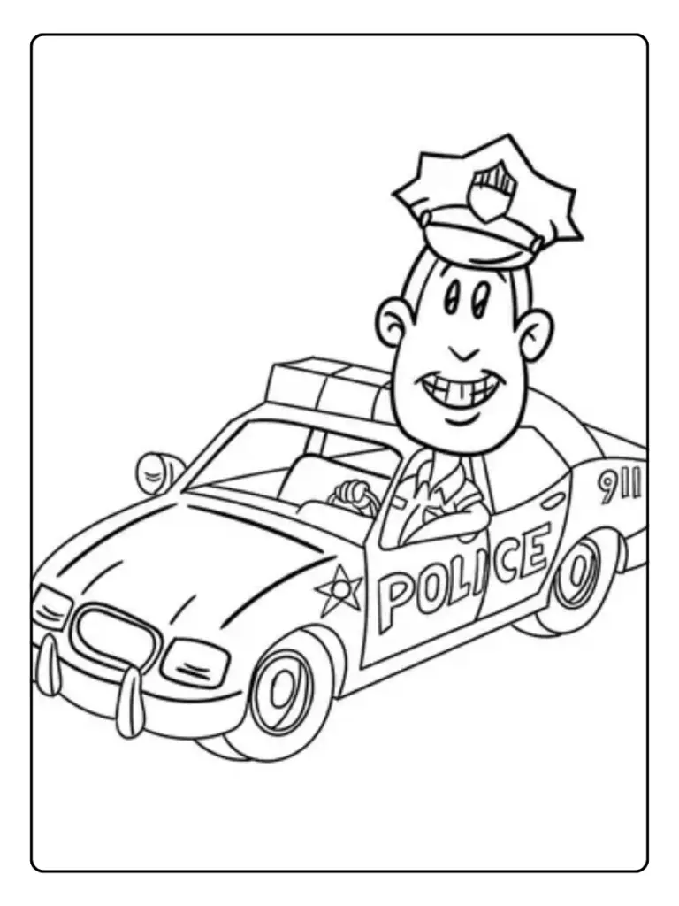 Coloriage Voiture De Police Simple