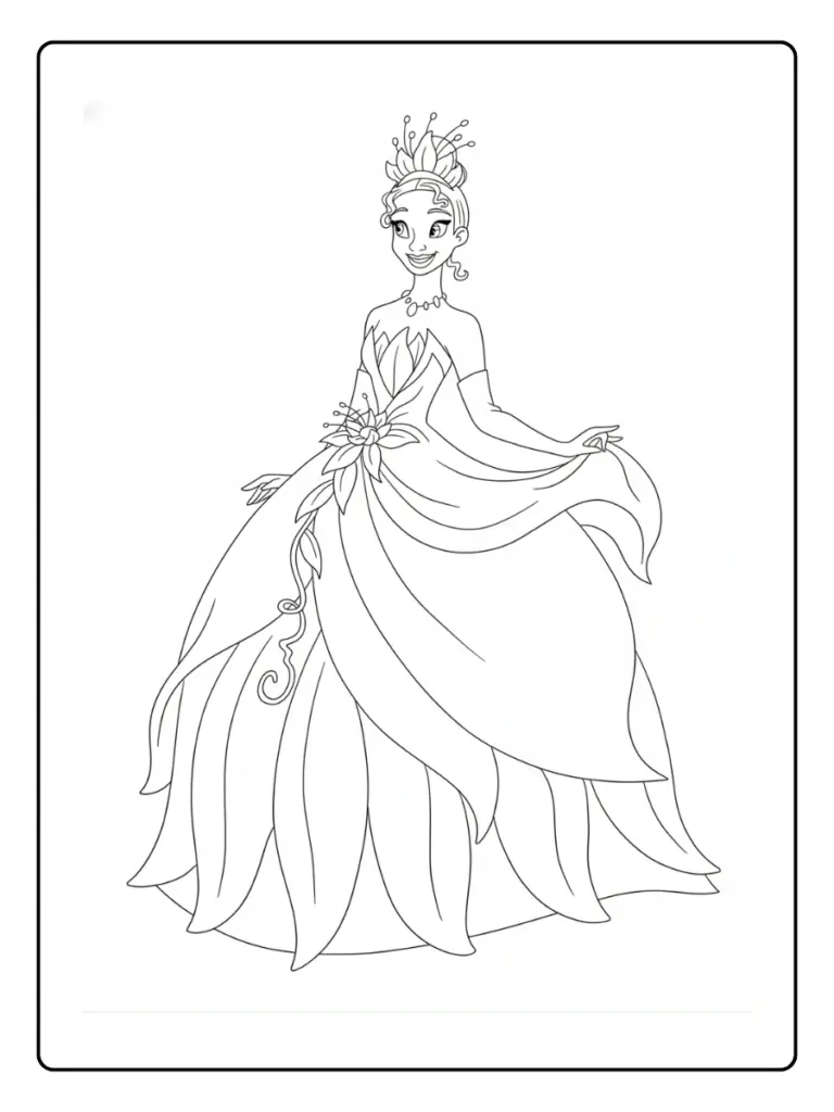 Princesse Tiana Coloriage