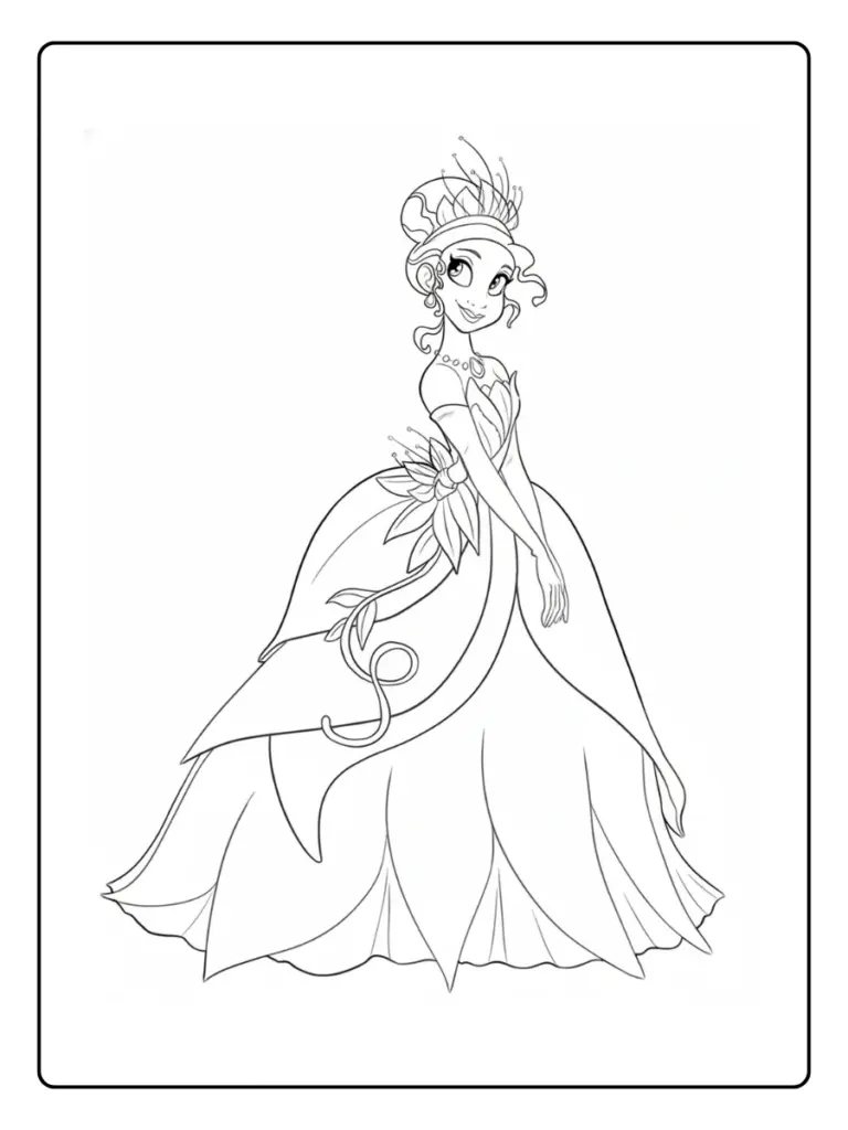 Princesse Tiana Coloriage