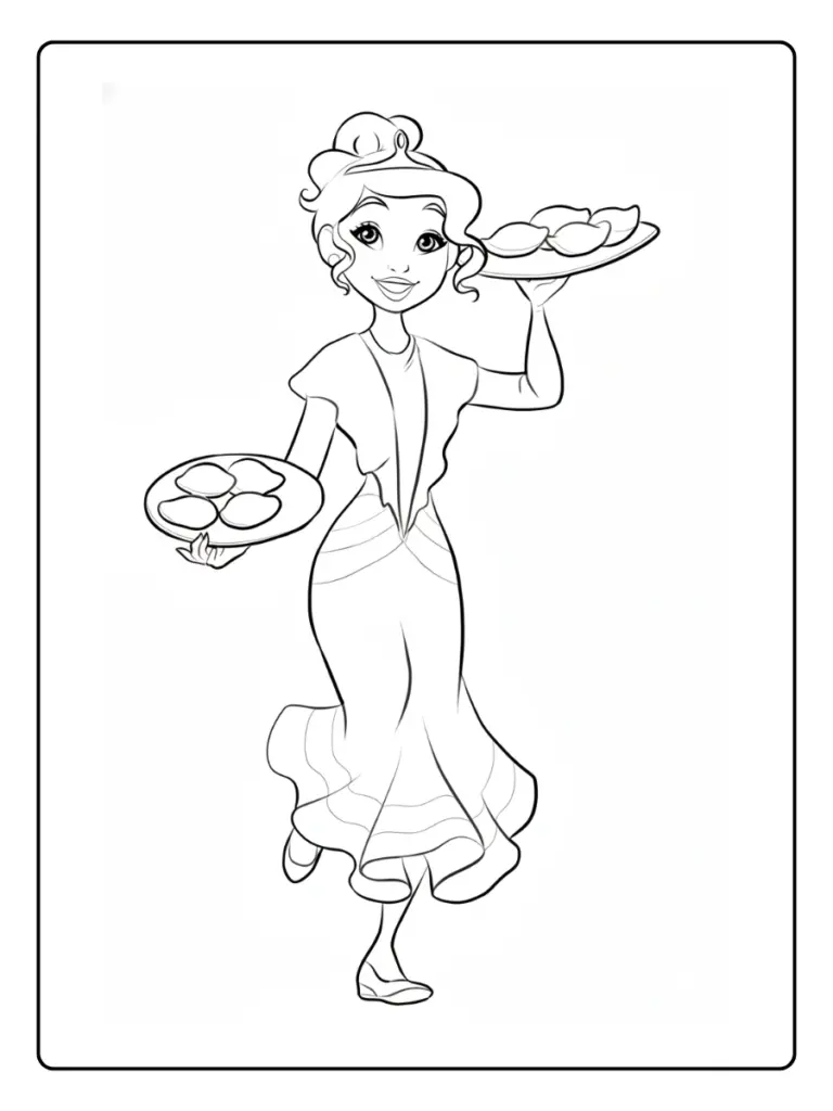 Princesse Tiana Coloriage