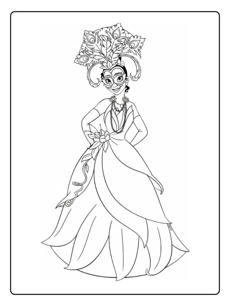 Princesse Tiana Coloriage
