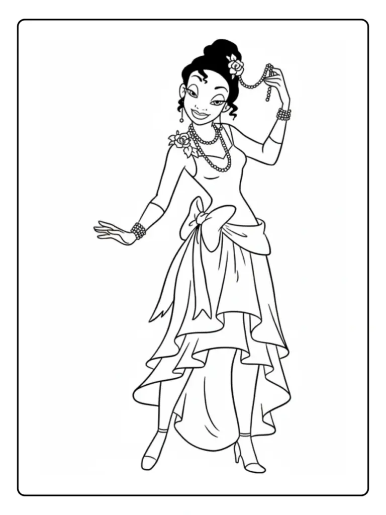 Princesse Tiana Coloriage