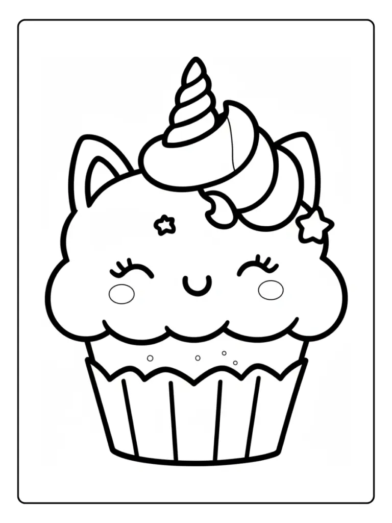 Coloriage Gâteau Licorne (1)