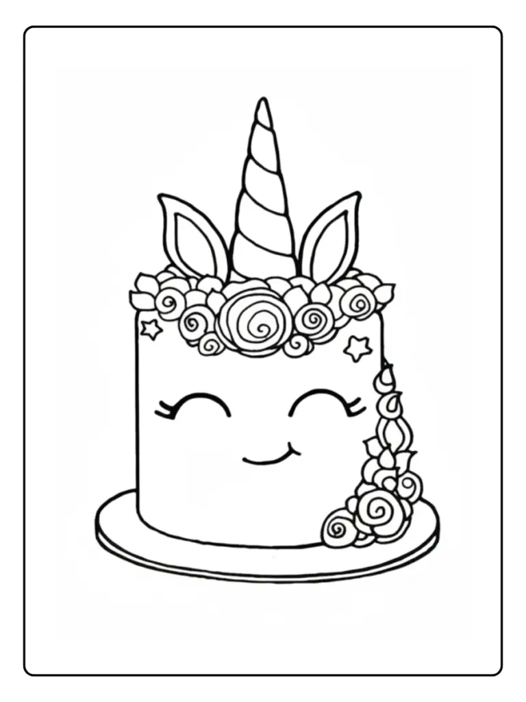 Coloriage Gâteau Licorne (4)