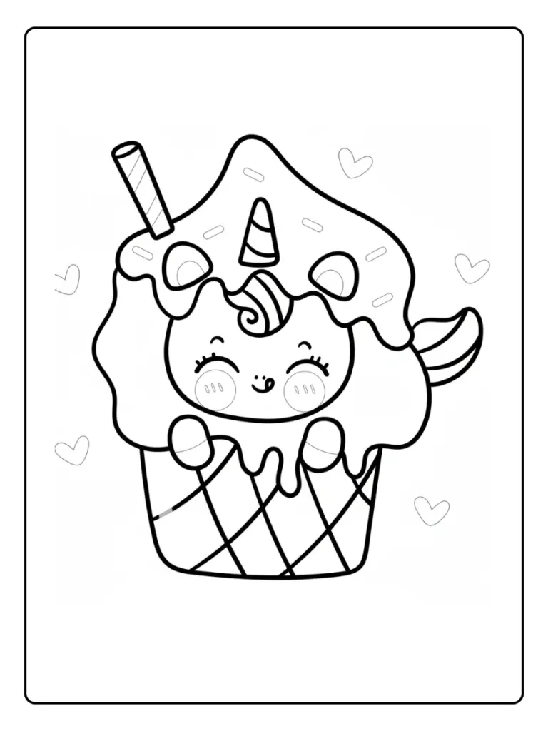 Coloriage Gâteau Licorne (6)