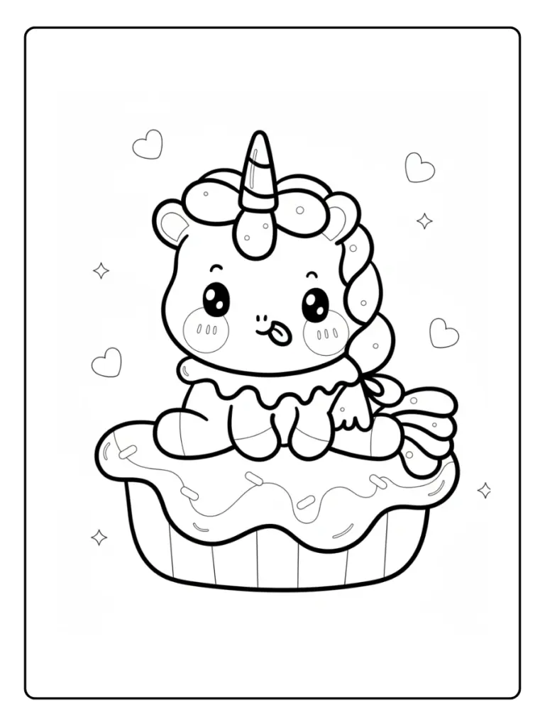 Coloriage Gâteau Licorne (9)
