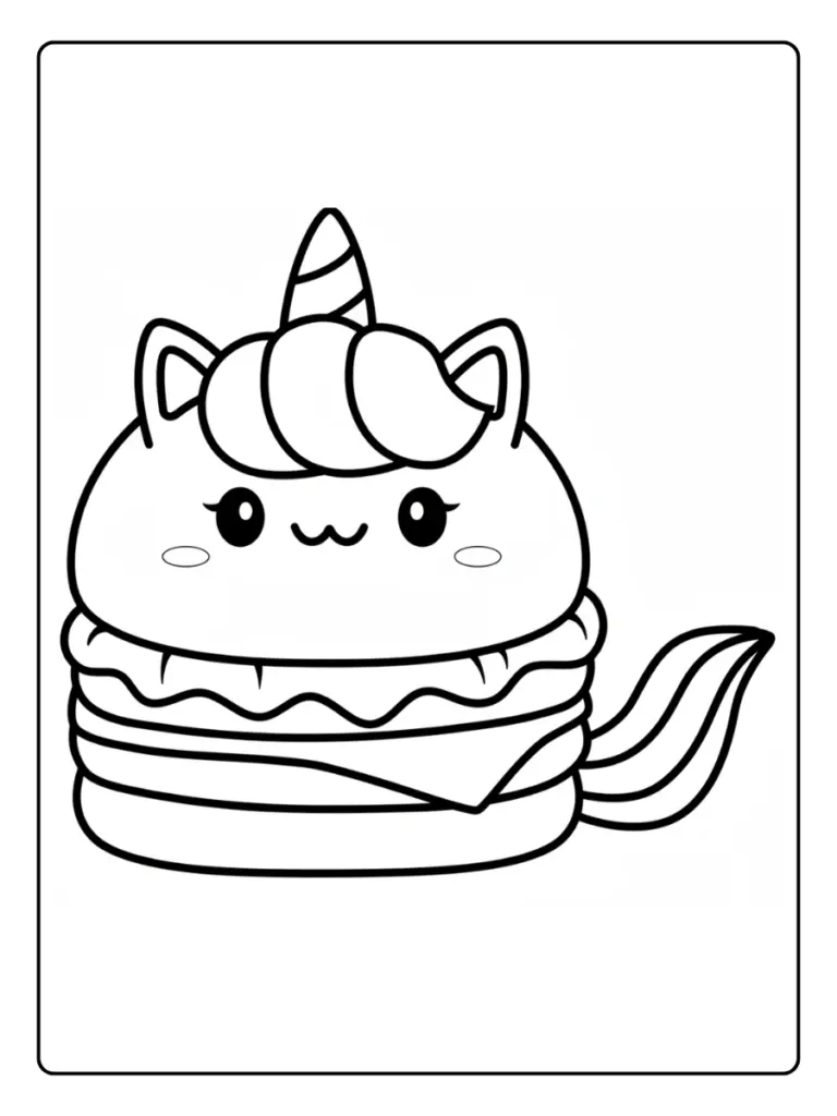 Coloriage Hamburger Licorne : Un Régal Magique à Imprimer !