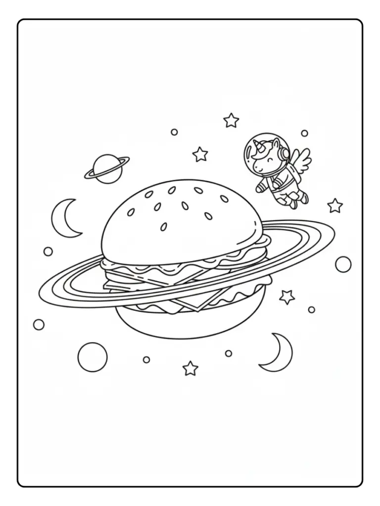 Coloriage Hamburger Licorne (10)