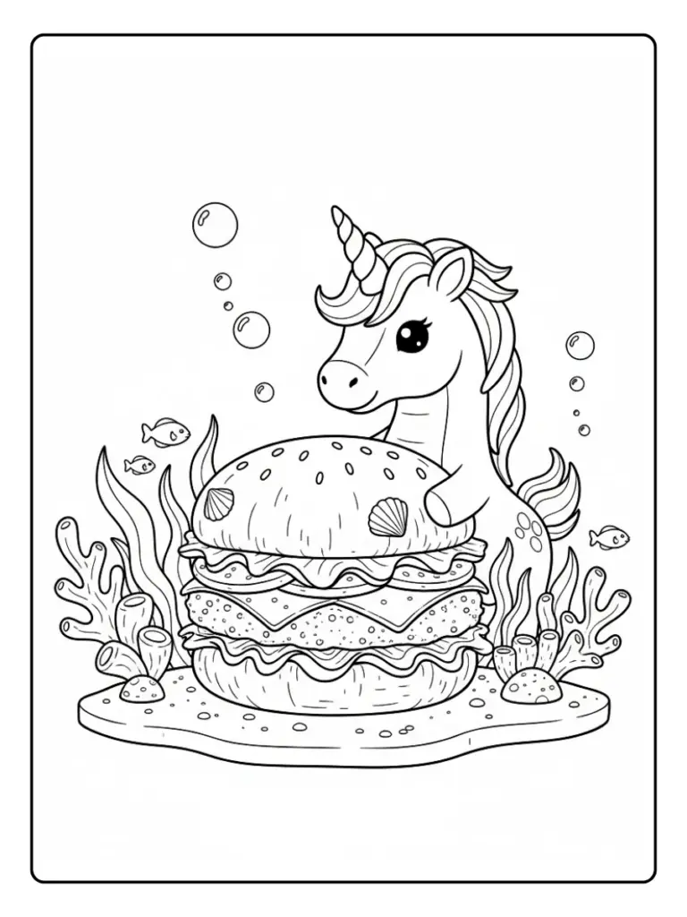 Coloriage Hamburger Licorne (11)